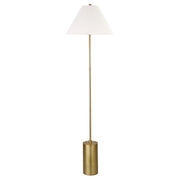 64" Brass Traditional Shaped Floor Lamp With White Frosted Glass Empire Shade
