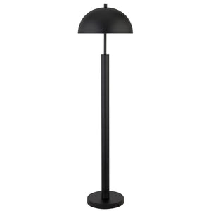 58" Black Traditional Shaped Floor Lamp With Black Dome Shade