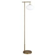 68" Brass Reading Floor Lamp With White Frosted Glass Globe Shade