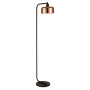 57" Black Arched Floor Lamp With Copper No Pattern Bell Shade