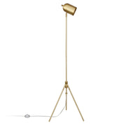 56" Brass Tripod Floor Lamp With Brass Dome Shade
