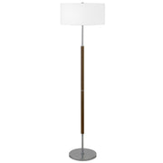61" Nickel Two Light Traditional Shaped Floor Lamp With White Frosted Glass Drum Shade