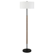 61" Black Two Light Traditional Shaped Floor Lamp With White Frosted Glass Drum Shade