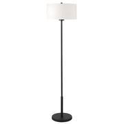 61" Black Traditional Shaped Floor Lamp With White Drum Shade