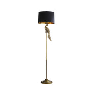 65" Burnished Gold Floor Lamp With Black Drum Shade