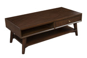 48" Brown Rectangular Coffee Table With Drawer