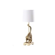24" Gold Monkey Table Lamp With White Drum Shade