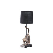 24" Dark Antiqued Gold Monkey Table Lamp With Black Drum Shade