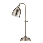 26" Nickel Metal Adjustable Table Lamp With Nickel Dome Shade
