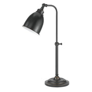 27" Bronze Metal Adjustable Table Lamp With Bronze Dome Shade
