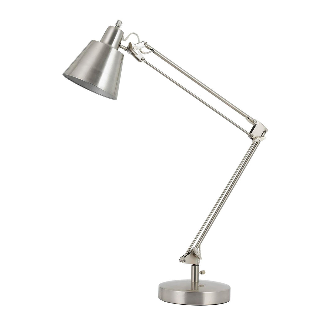 27" Nickel Metal Desk Table Lamp With Nickel Cone Shade
