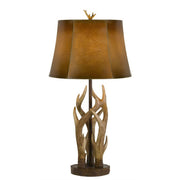 33" Brown Table Lamp With Brown Drum Shade