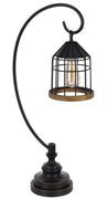 31" Bronze Metal Table Lamp With Bronze Cage Shade