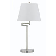 28" Nickel Metal Table Lamp With Off White Empire Shade