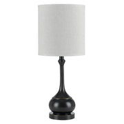 25" Bronze Metal Table Lamp With Beige Drum Shade
