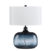 24" Dark Blue Glass Table Lamp With White Novelty Shade