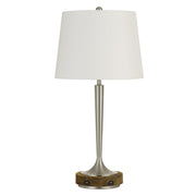 29" Nickel Metal Usb Table Lamp With Off White Empire Shade