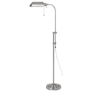 57" Nickel Adjustable Traditional Shaped Floor Lamp With Nickel Square Shade
