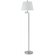60" Nickel Swing Arm Floor Lamp With White Square Shade