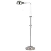 58" Nickel Adjustable Traditional Shaped Floor Lamp With Nickel Dome Shade