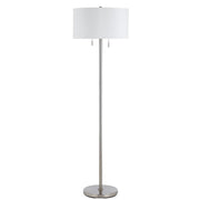 59" Nickel Two Light Traditional Shaped Floor Lamp With White Rectangular Shade