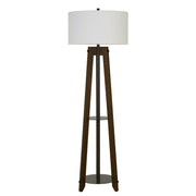 65" Brown Tripod Floor Lamp With White Rectangular Shade