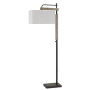 64" Bronze Traditional Shaped Floor Lamp With White Rectangular Shade