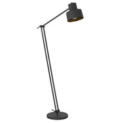 65" Black Adjustable Traditional Shaped Floor Lamp With Black Dome Shade