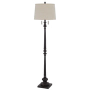 63" Rusted Two Light Traditional Shaped Floor Lamp With Beige Square Shade