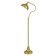 60" Brass Traditional Shaped Floor Lamp With Antiqued Brass Dome Shade
