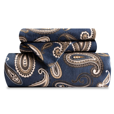 Navy Blue King Cotton Blend Thread Count Washable Duvet Cover Set