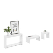 Set Of Three 43" White Rectangular Living Room Table Set