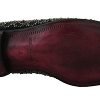 Black Velvet Crystal Beaded Loafers