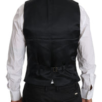 Blue Wool Waistcoat Formal Gilet Vest