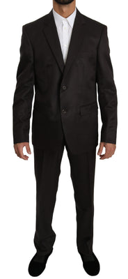 Brown Slim Fit 2 Piece Wool Silk Suit