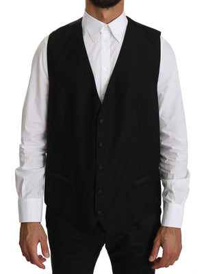 Black Wool  Waistcoat Formal Gilet Vest