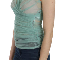 Green Cotton Stretch Mesh Tank Top