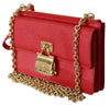 Red Leather Gold Chain Sling Phone Wallet SICILY Bag