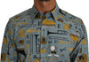 Blue Yellow Slim Fit GOLD Jazz Casual Shirt