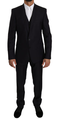 Blue Slim Fit Wool 3 Piece GOLD Suit