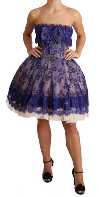 Purple Lace Ballerina Tulle Strapless  Dress