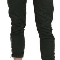 Gray Mid Waist Skinny Cropped Trouser Cotton Pants