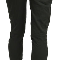 Gray Mid Waist Skinny Cropped Trouser Cotton Pants