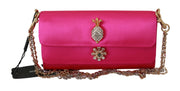 Pink Crystal Studs Evening Long Sling Borse Viscose Bag