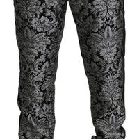 Black Silver Jacquard Sweatpants Mens Pants