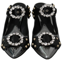 Black Gray  Crystal Sandals Mules Shoes