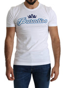 White Cotton Top Paradiso Crown Mens T-shirt