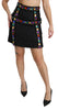 Black Crystal Embellished High Waist Skirt