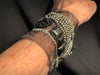 Gunmetal Beads and Silver Embroidery Cuff Bracelet