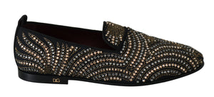 Black Crystal Beaded Mens Loafers Shoes